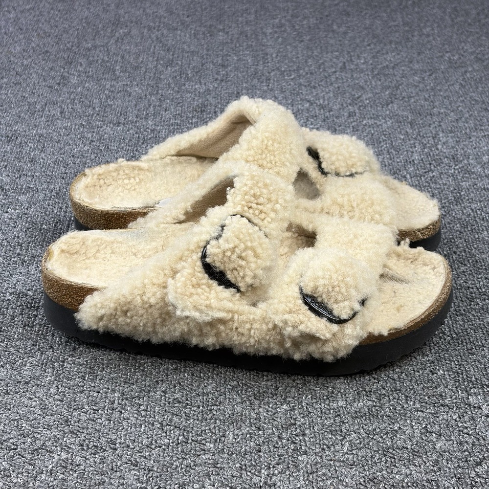 Birkenstock Papillio Arizona Shearling Teddy Fleece Sandals Buckle Women US 10